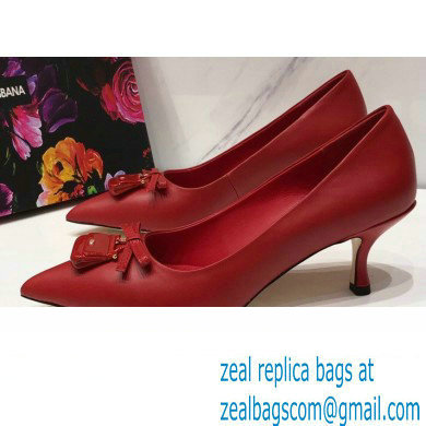 Dolce  &  Gabbana Thin Heel 6.5cm Leather Sicily Pumps Red 2021